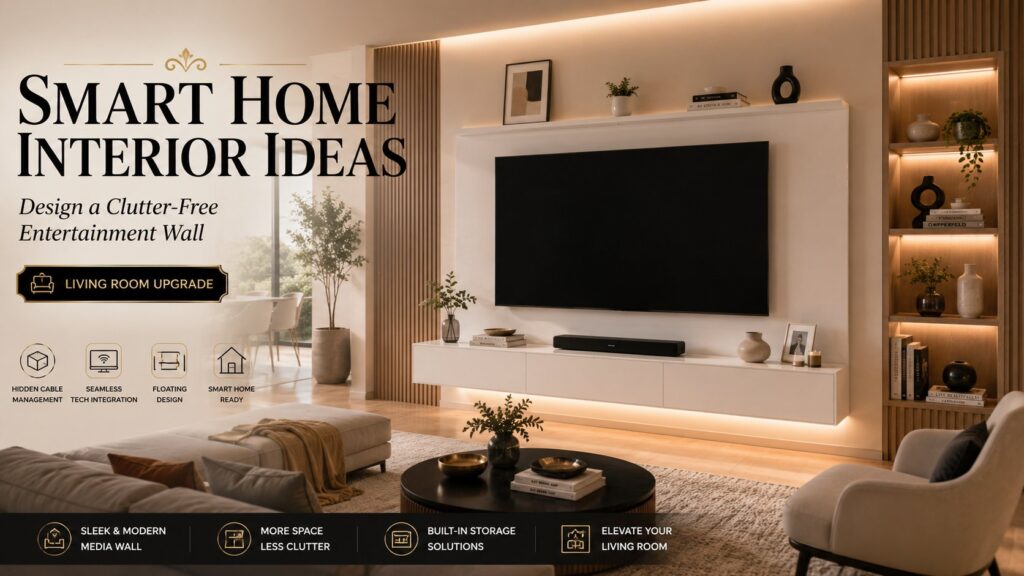 Modern clutter-free entertainment wall featuring a floating TV unit, hidden cable management, built-in shelving, and luxury living room design ideas.
Image Title
Design a Clutter-Free Entertainment Wall
Caption
Create a sleek and organized entertainment wall with floating media storage, hidden cables, smart home integration, and modern living room styling.
Pinterest SEO
Pinterest Title
Design a Clutter-Free Entertainment Wall for a Luxury Living Room
Pinterest Description
Transform your living room with a clutter-free entertainment wall featuring floating media consoles, hidden cable management, built-in storage, and smart home technology. Discover modern entertainment wall ideas that make your space look more organized, stylish, and luxurious. Perfect for smart home interiors, media wall design, and living room makeovers.
#SmartHome #EntertainmentWall #MediaWall #LivingRoomIdeas #HomeDecor #InteriorDesign #ModernLivingRoom #SmartHomeIdeas #HomeAutomation #LuxuryHome #LivingRoomDesign #HomeInspiration #TVWallDesign #ModernHome #HomeStyling