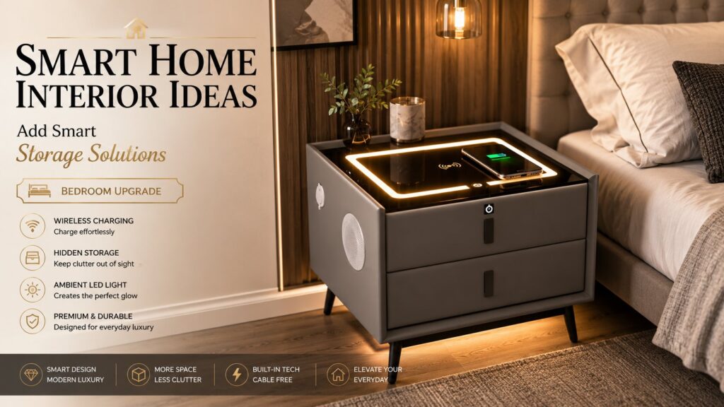 Looking for smart storage solutions that actually look stylish? This luxury smart bedside table combines wireless charging, hidden storage, ambient lighting, and modern bedroom design. Perfect for creating a clutter-free, organized, and high-end bedroom with smart home functionality built right into your furniture.
#SmartHome #SmartFurniture #BedsideTable #NightstandIdeas #BedroomDesign #LuxuryBedroom #HomeOrganization #SmartStorageSolutions #InteriorDesign #HomeDecor #ModernBedroom #BedroomInspiration #WirelessCharging #SmartHomeIdeas #LuxuryHomeDecor
